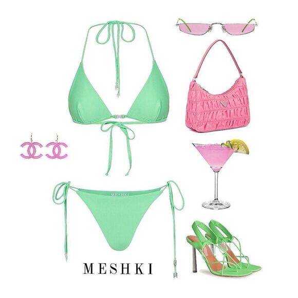 Meshki Green Aliza String Tie Swim Bottoms - Picture 4 of 7
